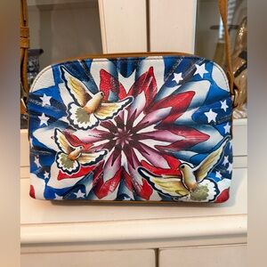 Sharif Artistic Expressions by Sharif Leather Hand-painted Crossbody Bag